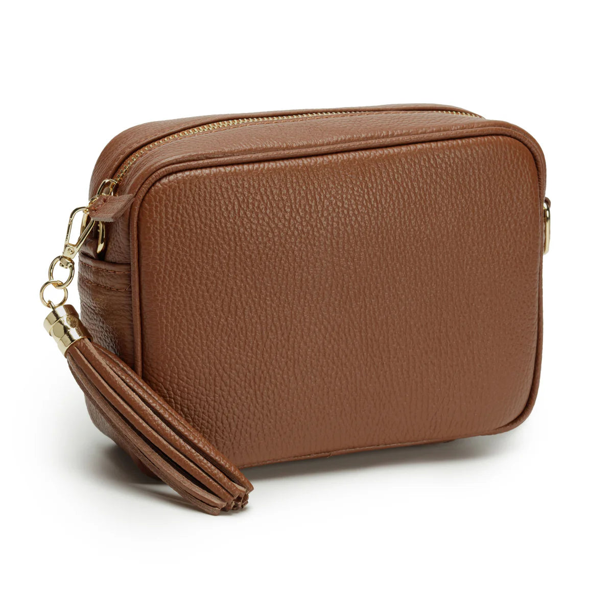 Elie Beaumont Cross Body Tassel Bag Dark Tan with two straps