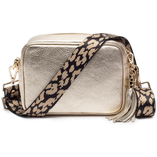 Elie Beaumont Cross Body Tassel Bag - Gold with two straps