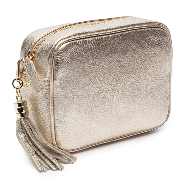 Elie Beaumont Cross Body Tassel Bag - Gold with two straps